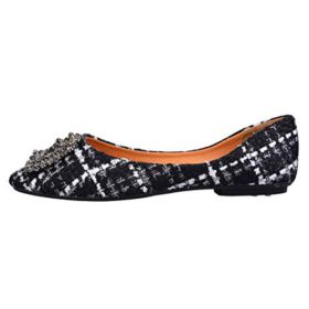 SAILING LU Retro Plaid Flat Shoes Womens Ballet Flats Classic Pointy Toe Shoes Slip On Moccasins 0 0