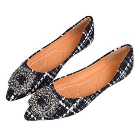 SAILING LU Retro Plaid Flat Shoes Womens Ballet Flats Classic Pointy Toe Shoes Slip On Moccasins 0 1