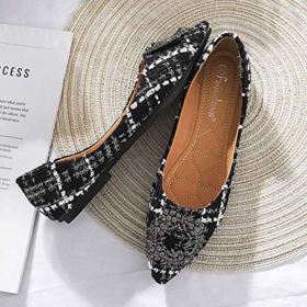 SAILING LU Retro Plaid Flat Shoes Womens Ballet Flats Classic Pointy Toe Shoes Slip On Moccasins 0 3