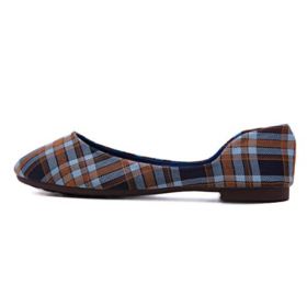 SAILING LU Round Toe Shoes Women Comfort Ballet Flats Plaid Dress Shoes for Party Slip On Sandals 0 0