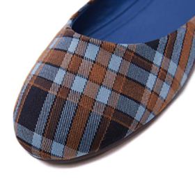 SAILING LU Round Toe Shoes Women Comfort Ballet Flats Plaid Dress Shoes for Party Slip On Sandals 0 2