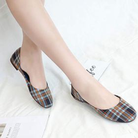 SAILING LU Round Toe Shoes Women Comfort Ballet Flats Plaid Dress Shoes for Party Slip On Sandals 0 4