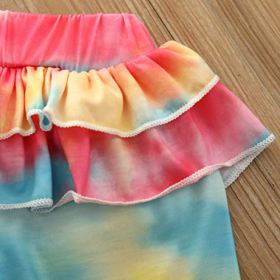 FYMNSI Baby Girls Boys Tie Dye Outfit Knit Romper Long Pants Pajamas Set Ribbed Ruffle Long Sleeve Bodysuit Sleepwear Clothes 0 4