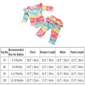 FYMNSI Baby Girls Boys Tie Dye Outfit Knit Romper Long Pants Pajamas Set Ribbed Ruffle Long Sleeve Bodysuit Sleepwear Clothes 0 5