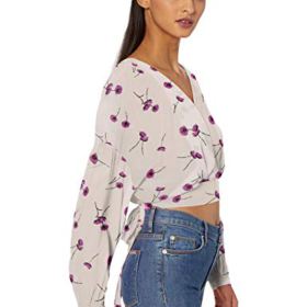 ASTR the label Womens Jaise Long Sleeve Wrap Crop Top 0 1