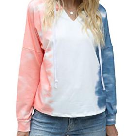 Luranee Womens Casual Long Sleeve Tie Dye Hoodies Loose Color Block Pullover Sweatshirts 0 3