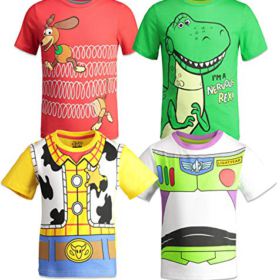 Disney Pixar Toy Story Boys 4 Pack T Shirts Woody Buzz Lightyear Rex Slinky Dog 0