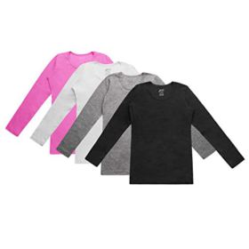 Brix Girls Long Sleeve Tees 4 Pack Crew Neck Super Soft Cotton T Shirts 0