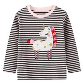 Girl Long Sleeve Tee Shirt Cotton Casual Winter Crewneck Basic Graphic T Shirt 3 Packs Sets 0