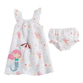 Mud Pie Baby Girls Mermaid Muslin Applique Dress 0