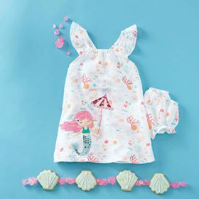 Mud Pie Baby Girls Mermaid Muslin Applique Dress 0 0