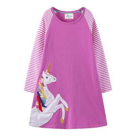 VIKITA Toddler Girl Animal Stripe Cotton Dress Baby Girls Casual Dresses 2 8 Years 0 2